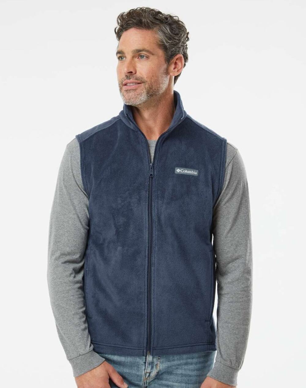 COLUMBIA Men's Steens Mountain Fleece Vest Medium Navy Blue Full Zip NWOT